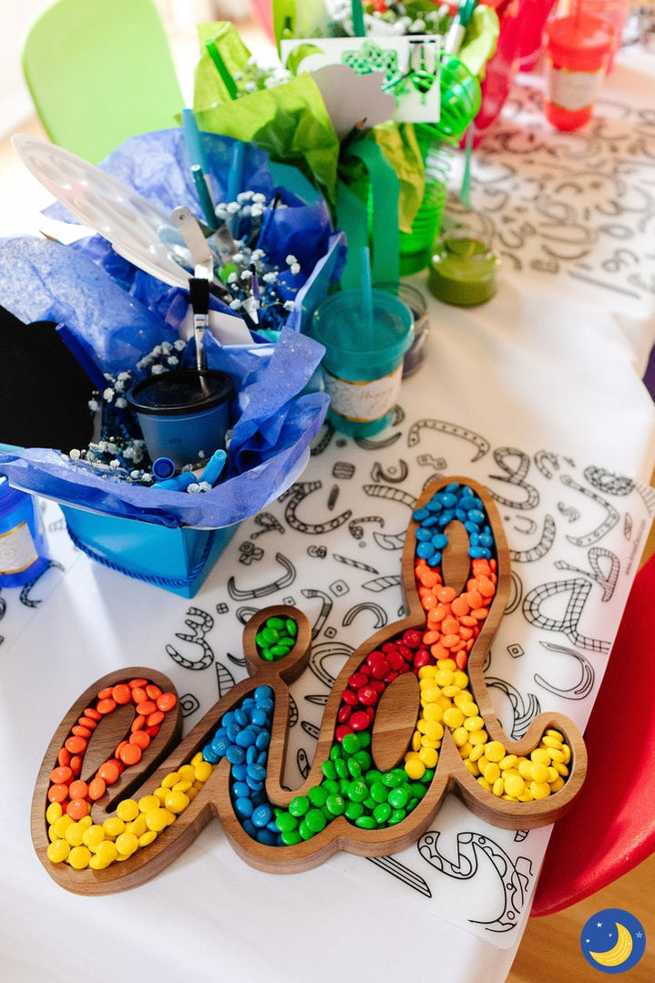 'eid' Wooden Serving Tray-Home Decor-Amasi Decor-Crescent Moon Store