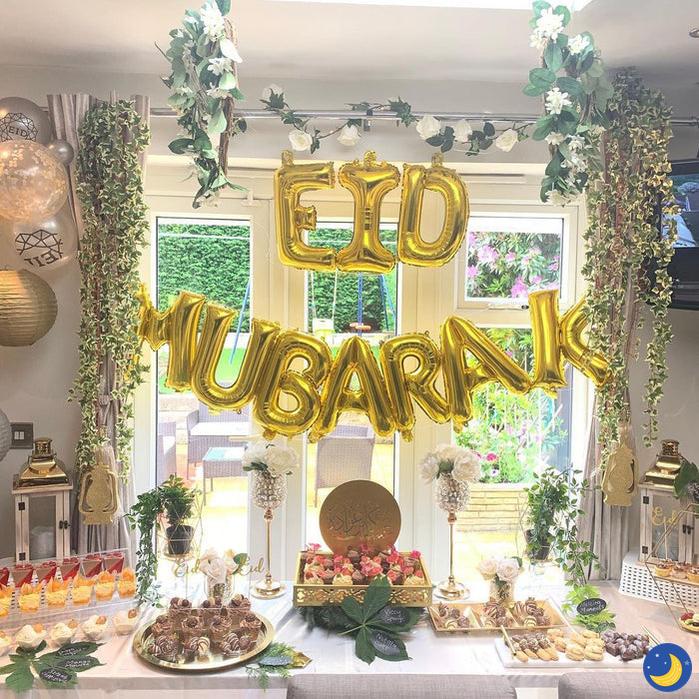Gold 'Eid Mubarak' Foil Letter Balloons