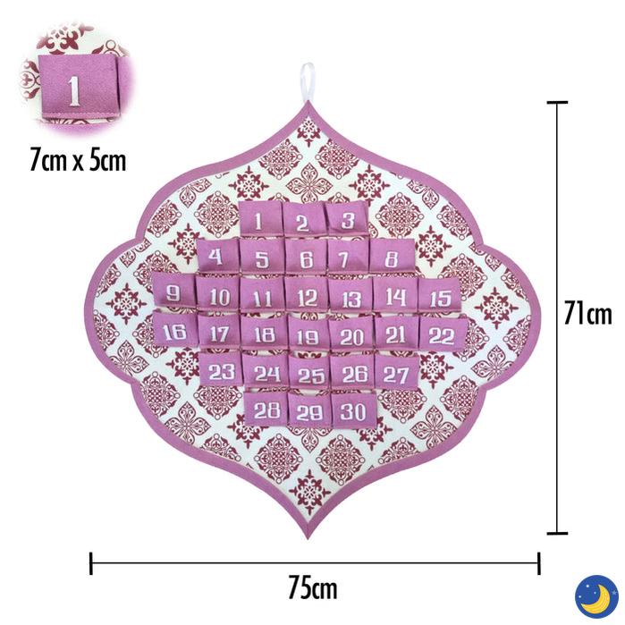 Pink & White Pattern Pocket Felt Ramadan Advent Calendar-Decorations-Eid Party Co-Crescent Moon Store