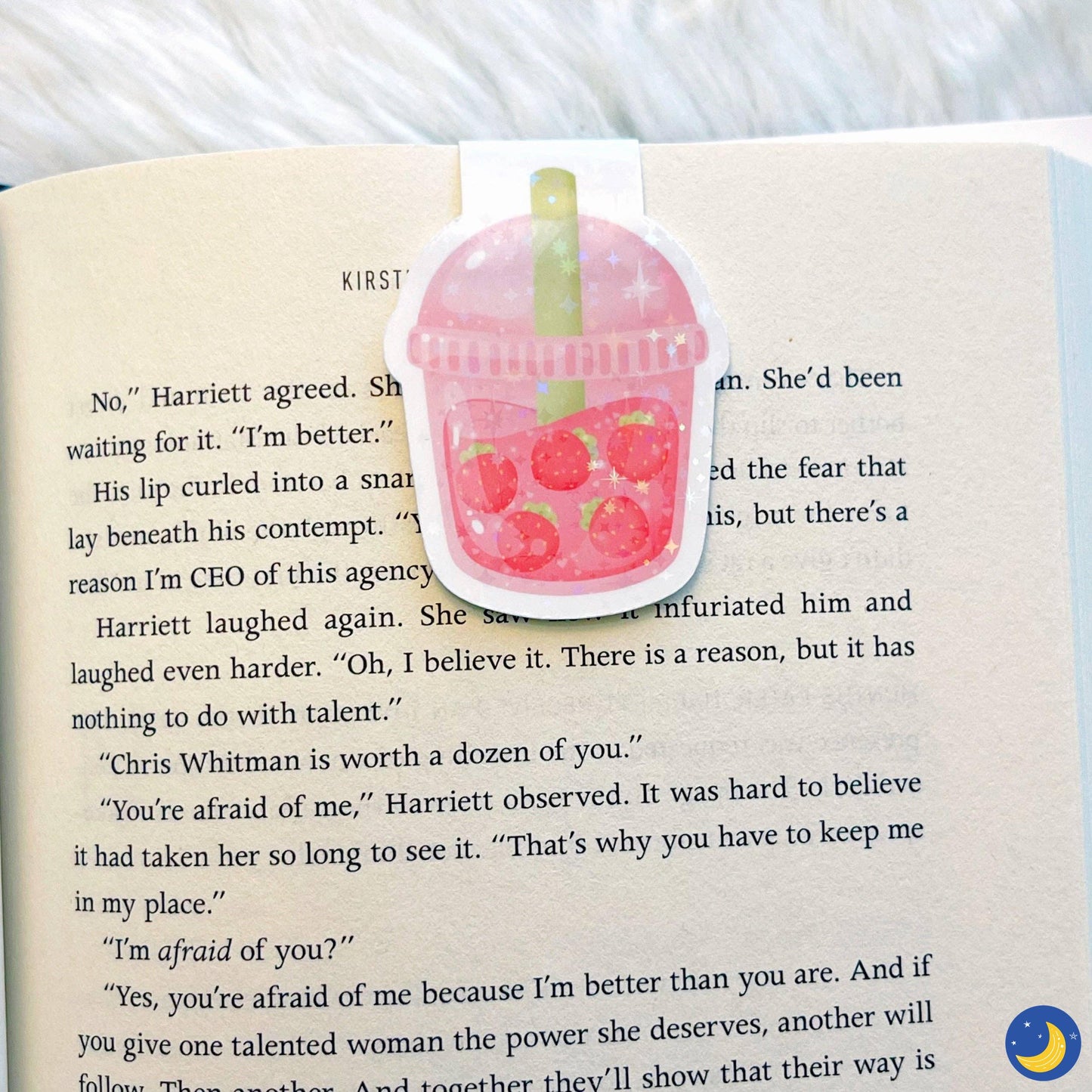 Strawberries Sparkle Boba Magnetic Bookmark