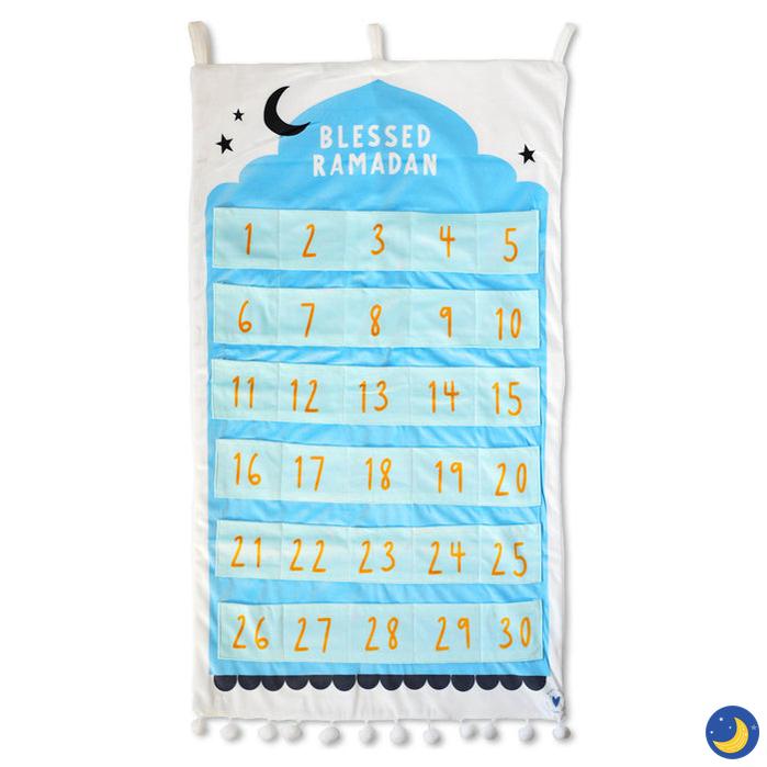 White & Blue Crescent Pocket Ramadan Advent Calendar | Crescent