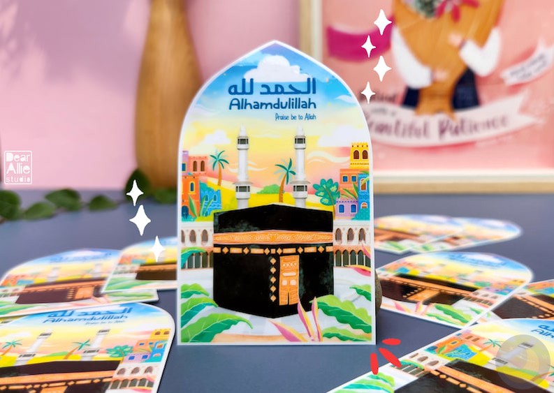 Alhamdulillah Masjid Al-Haram (Kabba) Sticker-Stationary-DearAllieStudio-Crescent Moon Store