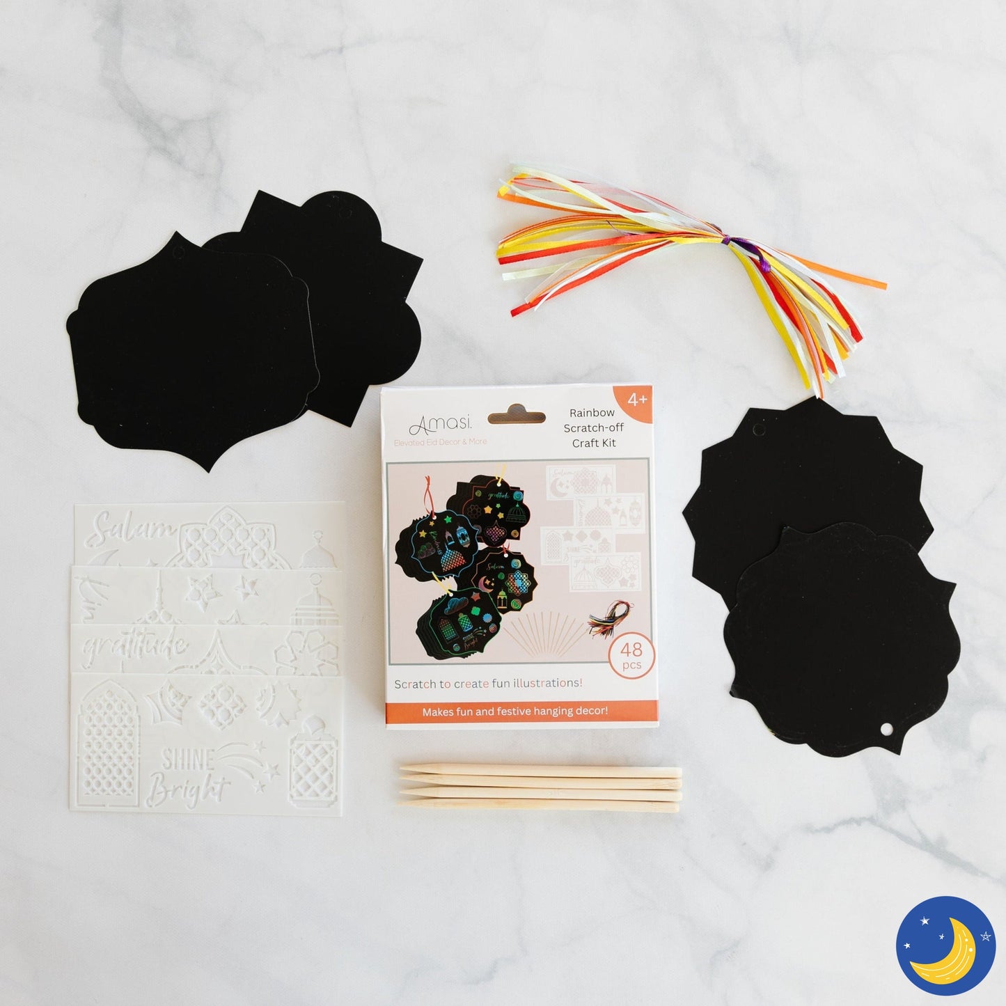 Rainbow Scratch-off Craft Kit-Decorations-Amasi Decor-Crescent Moon Store