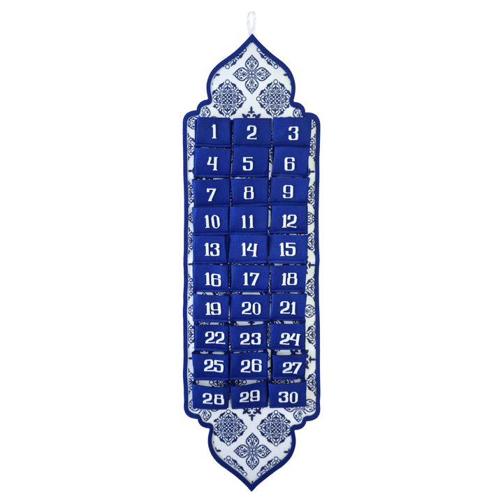 Blue & White Ottoman Style Pocket Felt Ramadan Advent Calendar