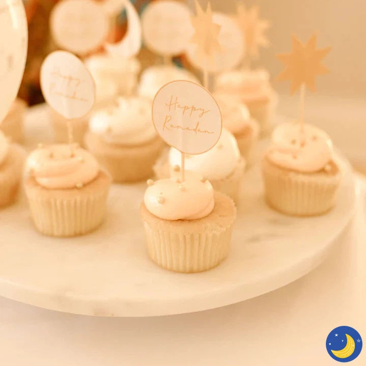 Minimal Cupcake Dessert Toppers (Set of 24)-Stationary-Amasi Decor-Ramadan-Crescent Moon Store