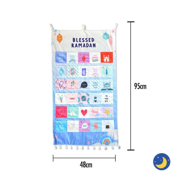 Ramadan Advent Calendar - Cloth Multicolour Patchwork Pocket-Decorations-Eid Party Co-Crescent Moon Store