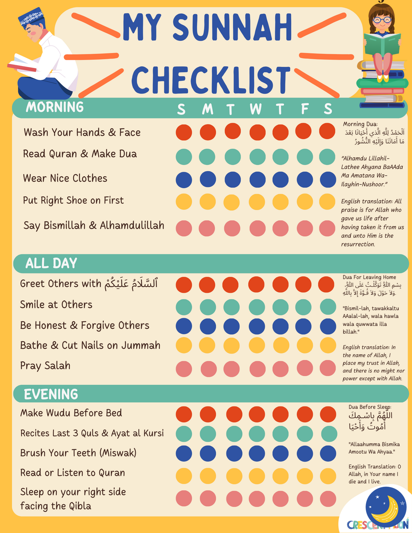 FREE Sunnah Checklist for Kids-Crescent Moon Store-Crescent Moon Store