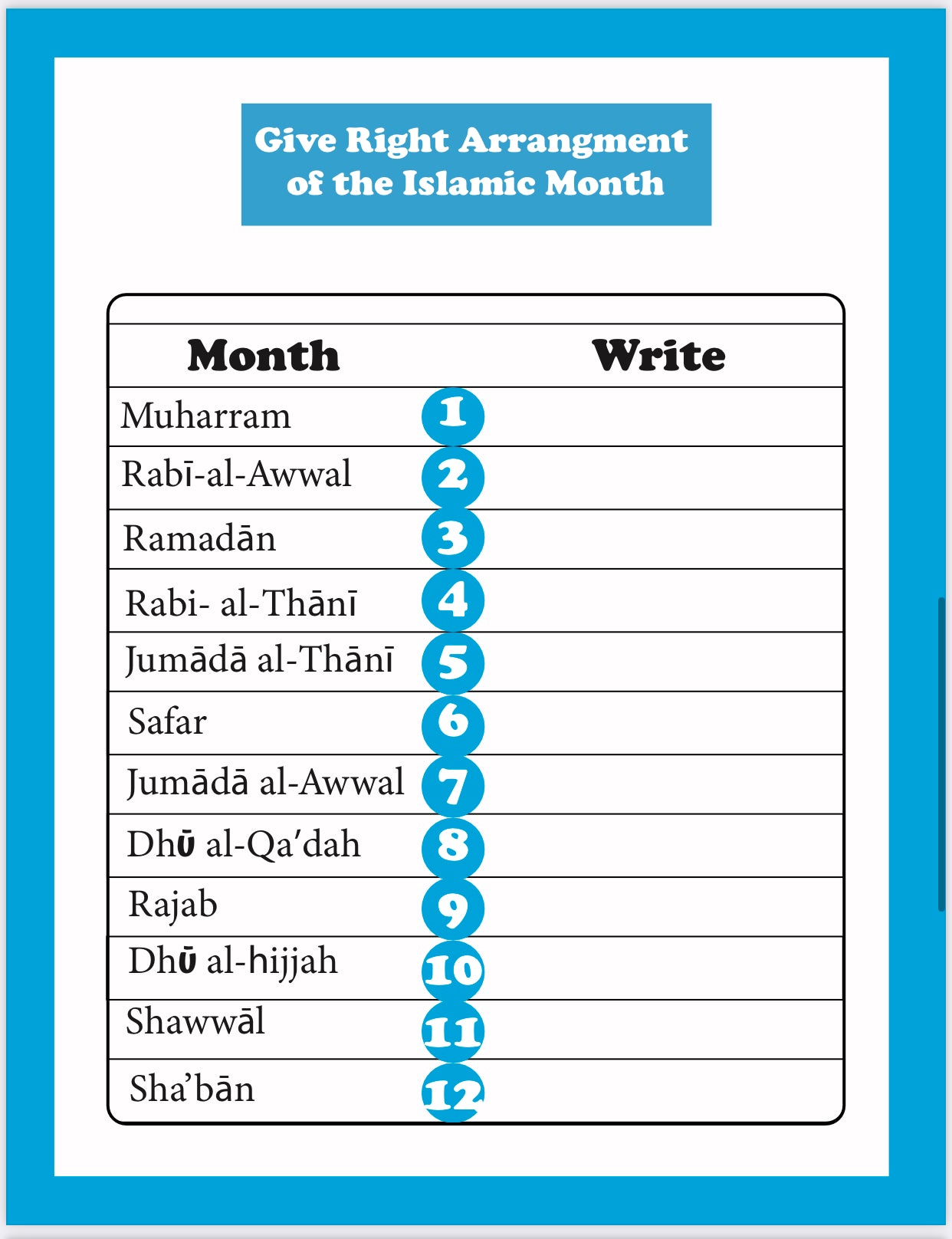 FREE Muslim Printable Worksheets
