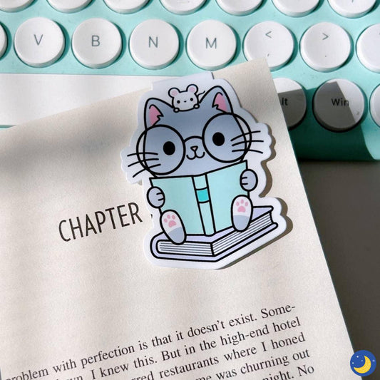 Cat Reading Magnetic Bookmark