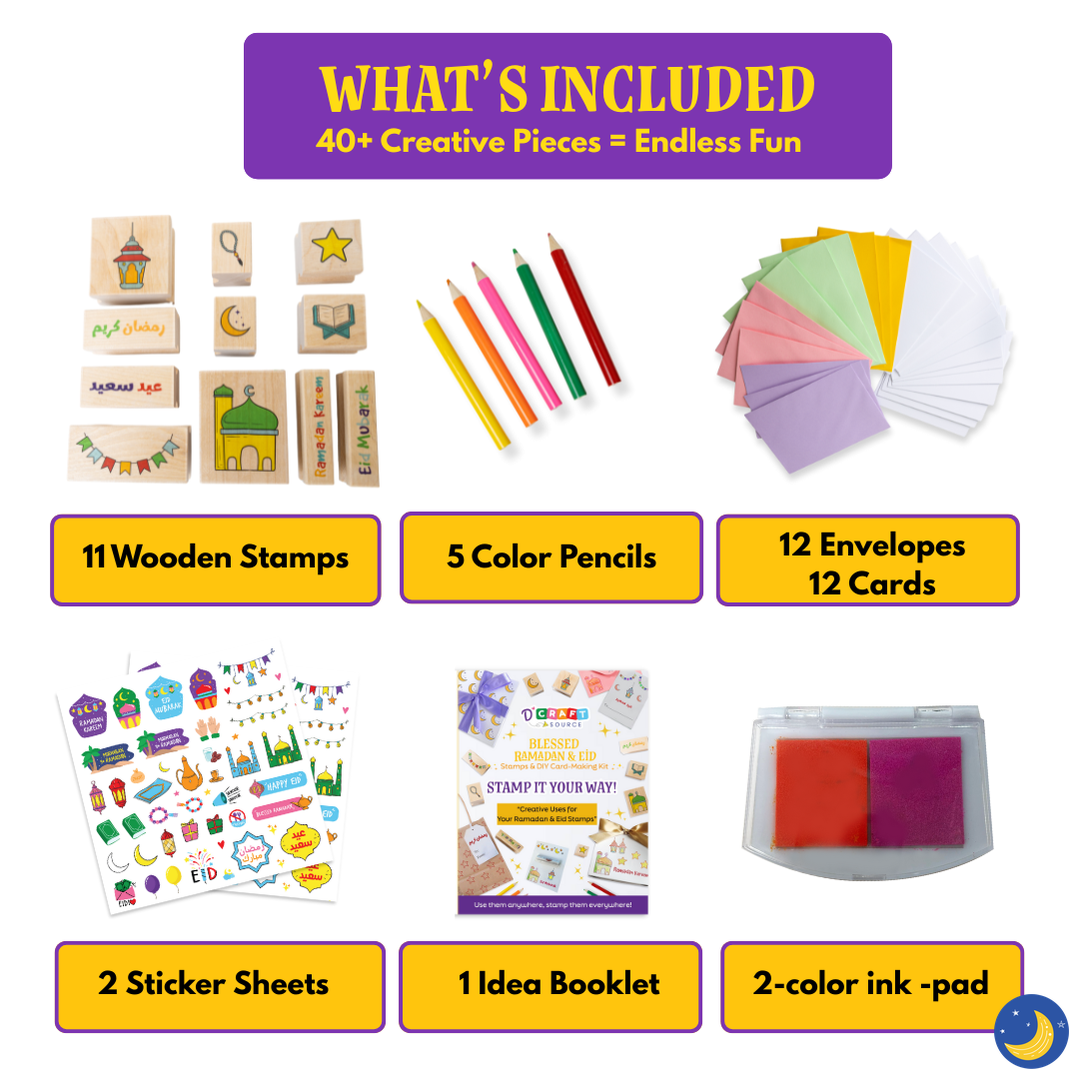 BLESSED RAMADAN & EID - Wooden stamps & DIY Card Making Kit