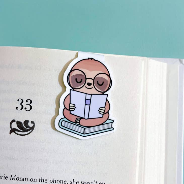 Reading Sloth Magnetic Bookmark