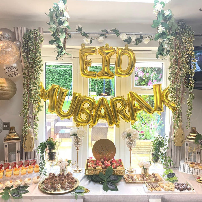 Gold 'Eid Mubarak' Foil Letter Balloons