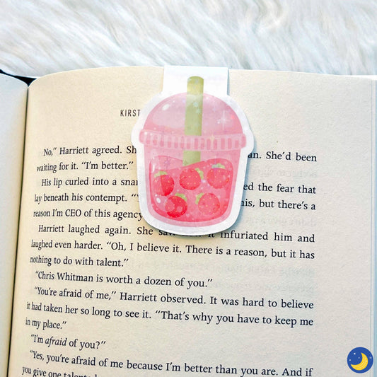 Strawberries Sparkle Boba Magnetic Bookmark