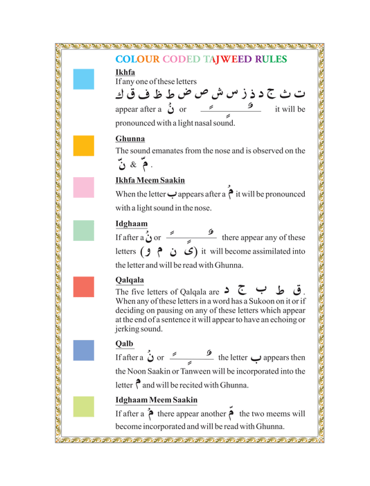 Juz 'Amma with Color Coded Tajweed Rules in English (Juz Amma Part 30)