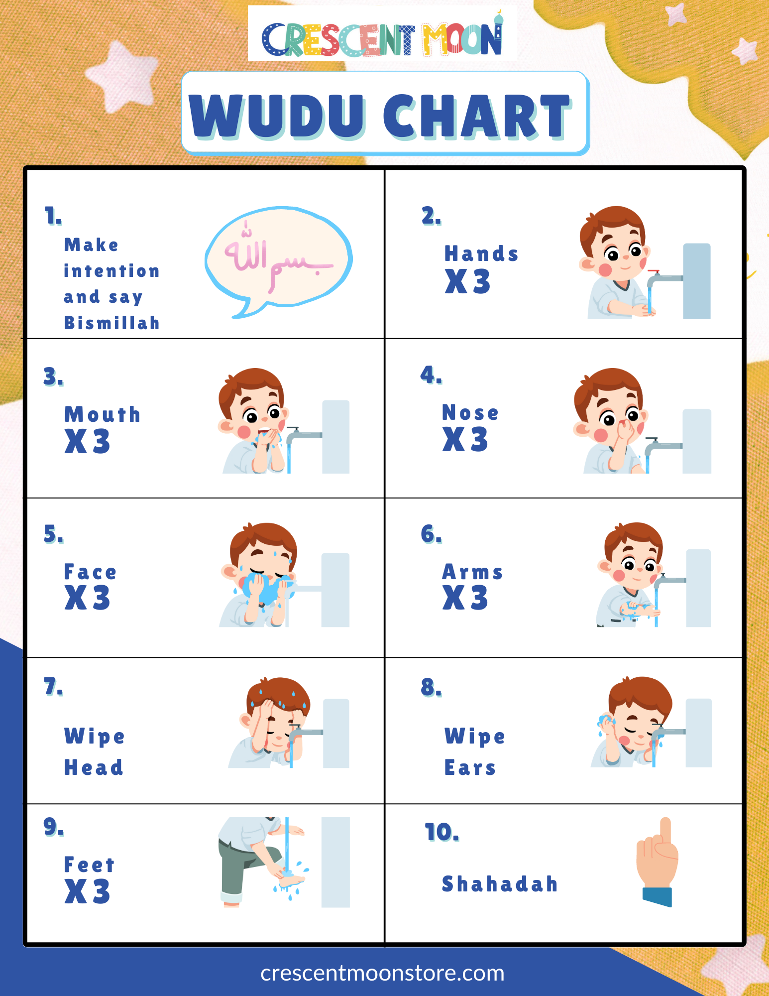 FREE Wudu Printable Muslim Kids Worksheet Crescent Moon Store