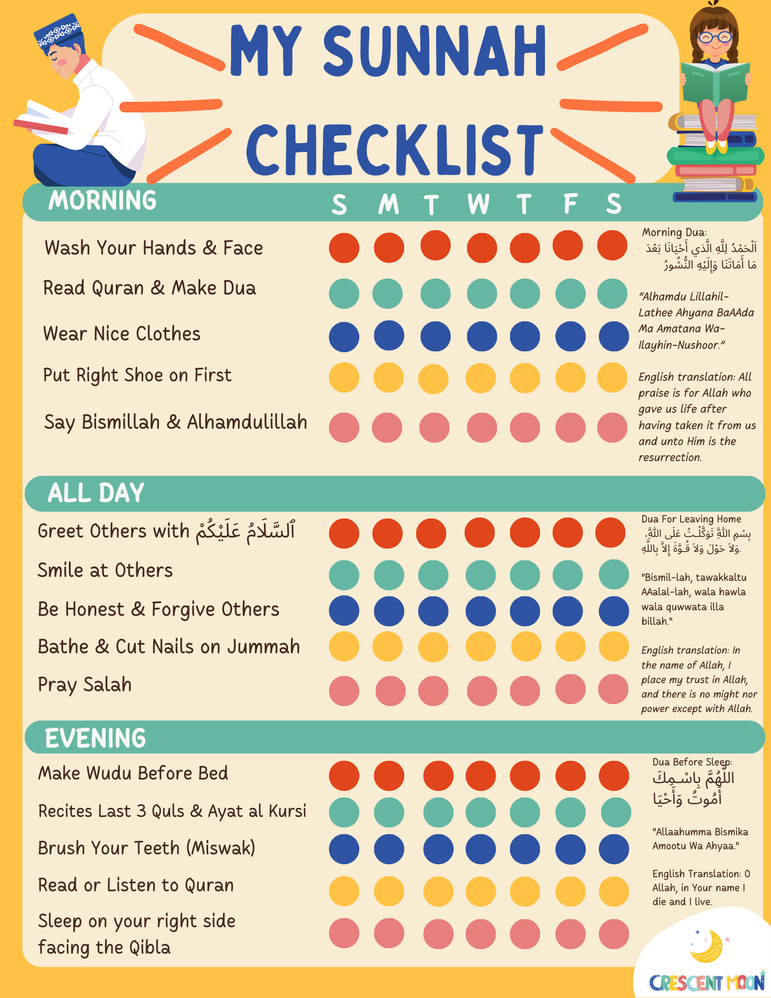 FREE Sunnah Checklist for Kids-Crescent Moon Store-Crescent Moon Store