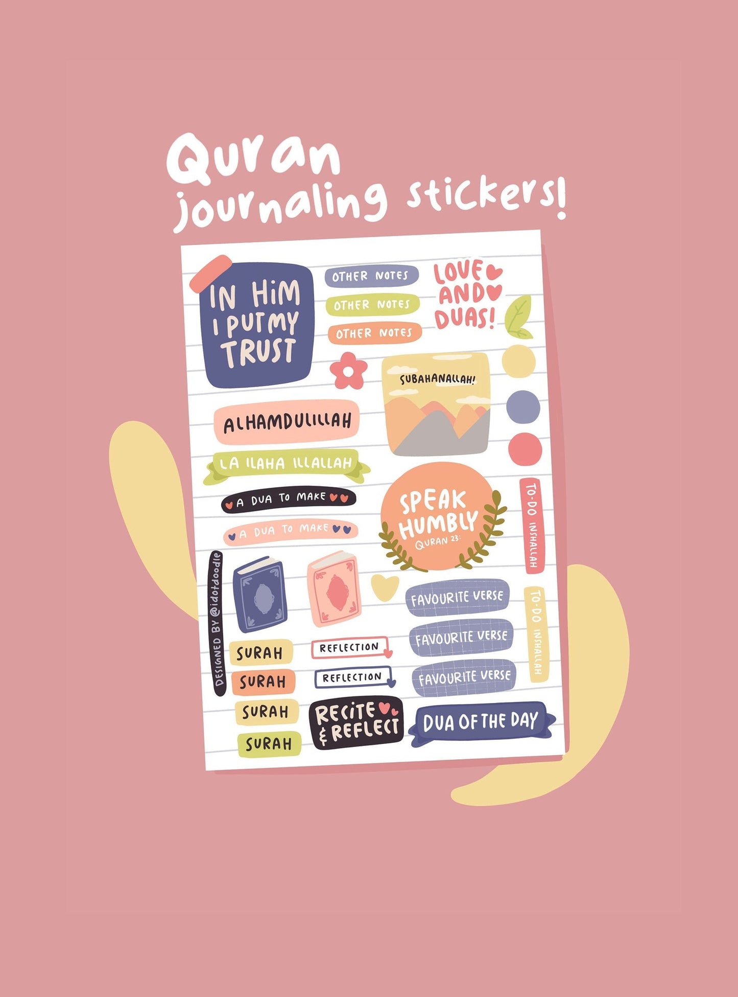 Quran Journaling Sticker Sheet-Stationary-I Dot Doodle-Crescent Moon Store