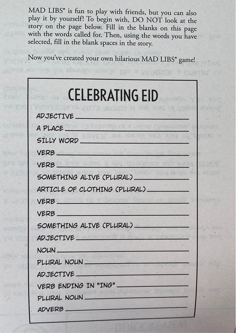 Eid al-Fitr Mad Libs